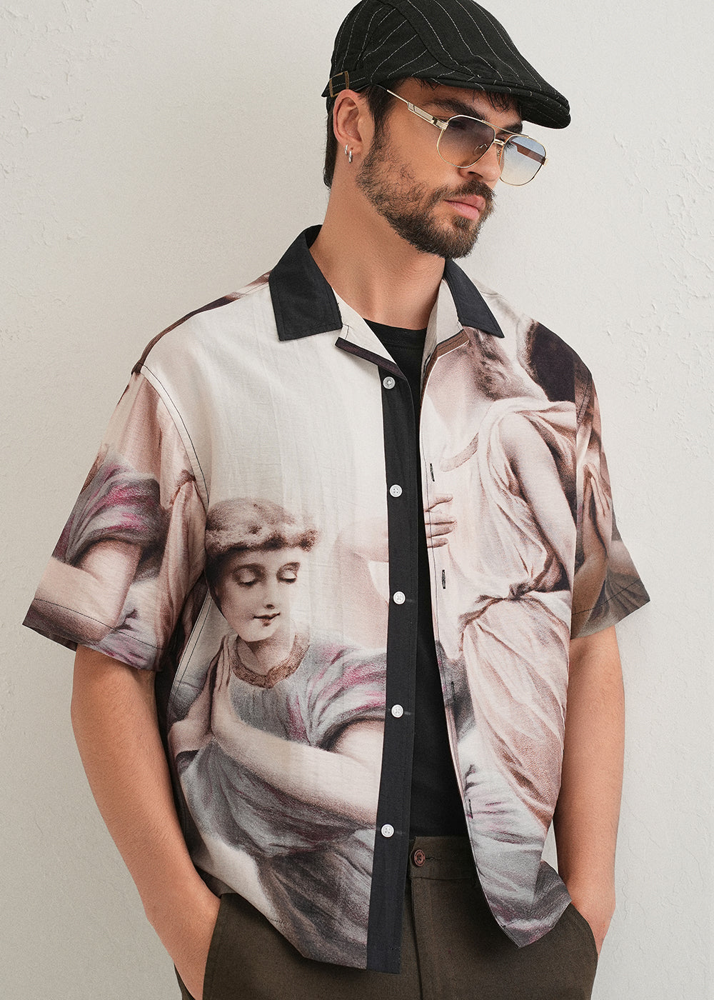 Men's Premium Black Printed Cotton Casual Shirt | Full Sleeve Regular Fit | S-2XL