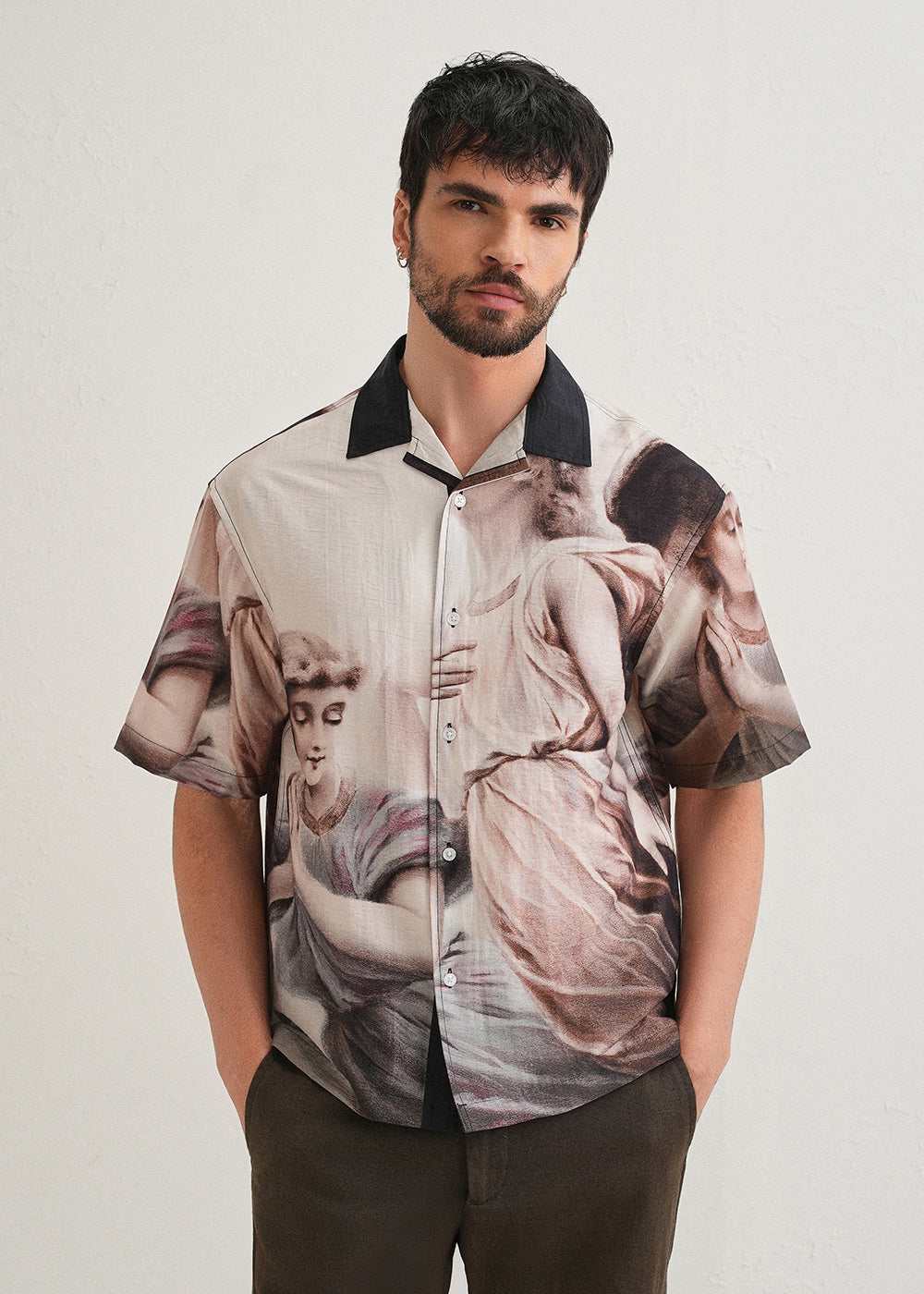 Men's Premium Black Printed Cotton Casual Shirt | Full Sleeve Regular Fit | S-2XL